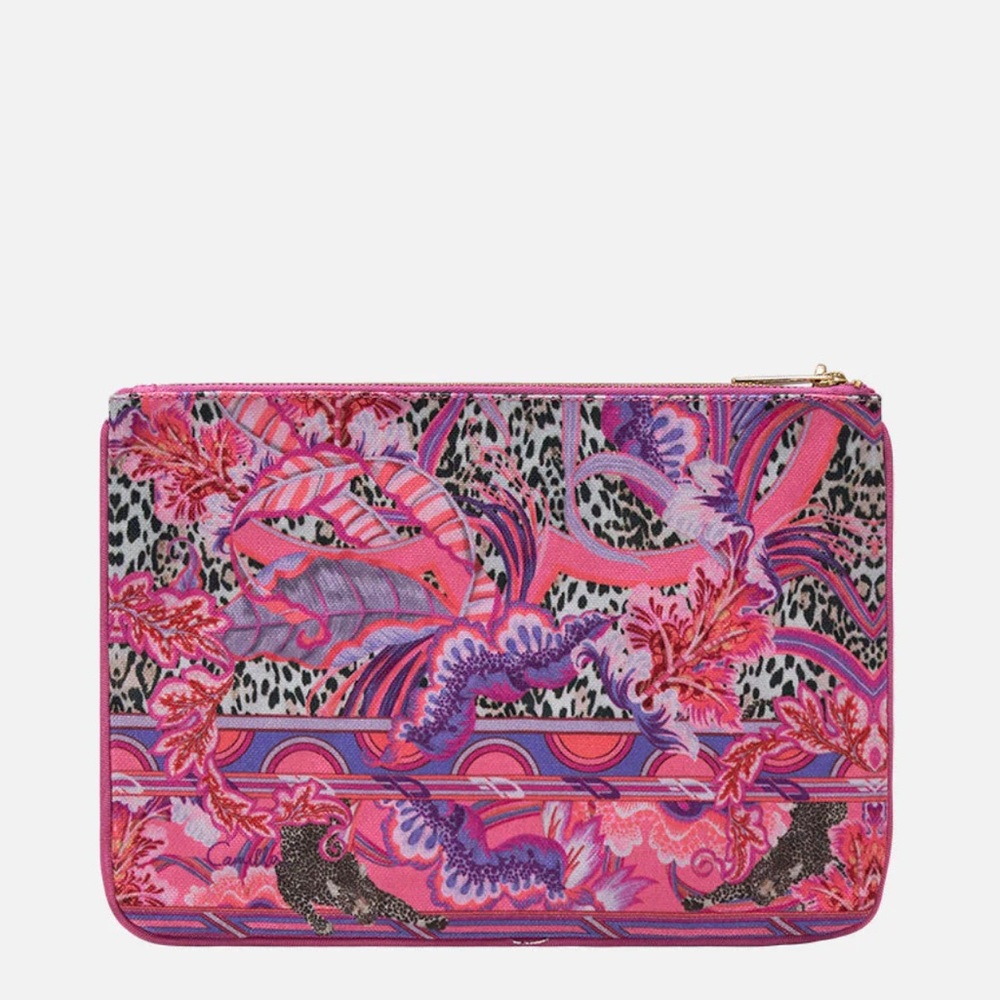 CAMILLA Viola Vintage pink floral animal print canvas clutch bag purse pouch sac - Picture 3 of 6